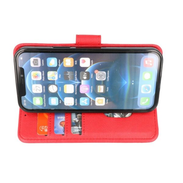 Telefoon Wallet Bookcase geschikt voor iPhone 12 Mini - Portemonnee telefoonhoesje voor Bankpassen - Kunstleer - Siliconen Houder - Magnetische sluiten - Rood