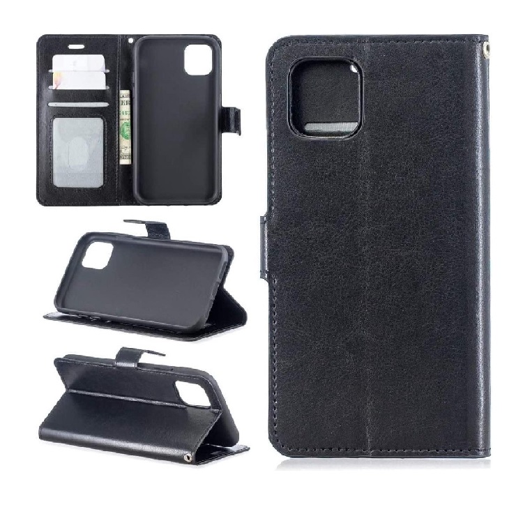 Telefoon Wallet Bookcase geschikt voor iPhone 12 Mini - Portemonnee telefoonhoesje voor Bankpassen - Kunstleer - Siliconen Houder - Magnetische sluiten- Zwart