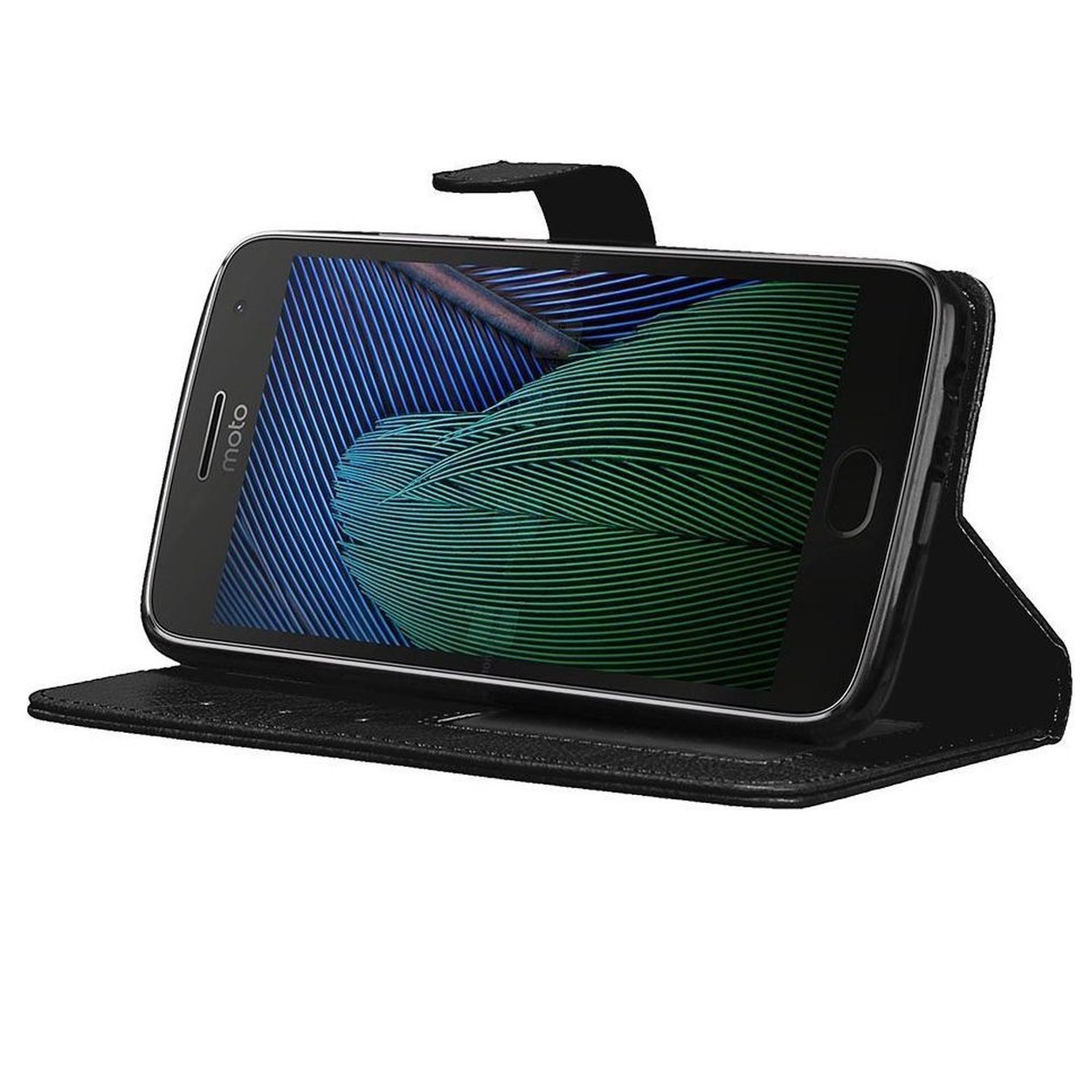 Telefoon Wallet Bookcase geschikt voor Motorola Moto G5s Plus - Portemonnee telefoonhoesje voor Bankpassen - Kunstleer - Siliconen Houder - Magnetische sluiten - Zwart