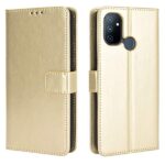 Telefoon Wallet Bookcase geschikt voor OnePlus Nord N100 - Portemonnee telefoonhoesje voor Bankpassen - Kunstleer - Siliconen Houder - Magnetische sluiten - Goud