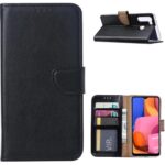 Telefoon Wallet Bookcase geschikt voor Samsung Galaxy A01 Core - Portemonnee telefoonhoesje voor Bankpassen - Kunstleer - Siliconen Houder - Magnetische sluiten - Zwart
