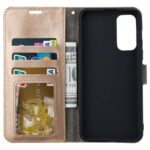 Telefoon Wallet Bookcase geschikt voor Samsung Galaxy A22 4G - Portemonnee telefoonhoesje voor Bankpassen - Kunstleer - Siliconen Houder - Magnetische sluiten - Goud