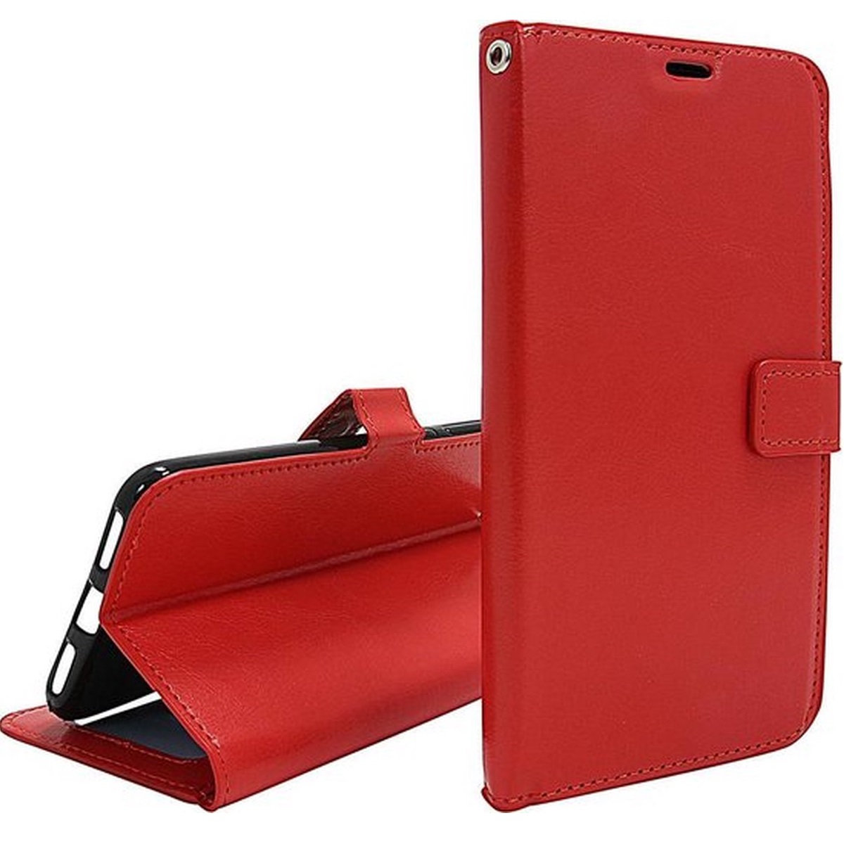 Telefoon Wallet Bookcase geschikt voor Samsung Galaxy A22 4G - Portemonnee telefoonhoesje voor Bankpassen - Kunstleer - Siliconen Houder - Magnetische sluiten - Rood