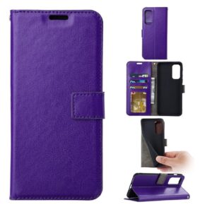 Telefoon Wallet Bookcase geschikt voor Samsung Galaxy A22 5G - Portemonnee telefoonhoesje voor Bankpassen - Kunstleer - Siliconen Houder - Magnetische sluiten - Paars