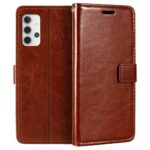 Telefoon Wallet Bookcase geschikt voor Samsung Galaxy A32 4G - Portemonnee telefoonhoesje voor Bankpassen - Kunstleer - Siliconen Houder - Magnetische sluiten - Bruin