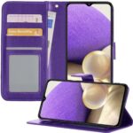 Telefoon Wallet Bookcase geschikt voor Samsung Galaxy A32 4G - Portemonnee telefoonhoesje voor Bankpassen - Kunstleer - Siliconen Houder - Magnetische sluiten - Paars