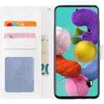 Telefoon Wallet Bookcase geschikt voor Samsung Galaxy A41 ? Portemonnee telefoonhoesje voor Bankpassen ? Hoesje voor Samsung Galaxy A41 ? Kunstleer ? Siliconen Houder ? Magnetische sluiten- wit