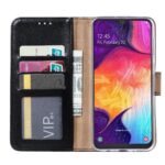 Telefoon Wallet Bookcase geschikt voor Samsung Galaxy A50 ? Portemonnee telefoonhoesje voor Bankpassen ? Hoesje voor Samsung Galaxy A50 ? Kunstleer ? Siliconen Houder ? Magnetische sluiten- Zwart