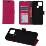 Telefoon Wallet Bookcase geschikt voor Samsung Galaxy A51 ? Portemonnee telefoonhoesje voor Bankpassen ? Hoesje voor Samsung Galaxy A51 ? Kunstleer ? Siliconen Houder ? Magnetische sluiten- Roze