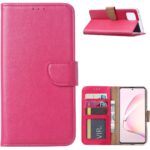 Telefoon Wallet Bookcase geschikt voor Samsung Galaxy A51 ? Portemonnee telefoonhoesje voor Bankpassen ? Hoesje voor Samsung Galaxy A51 ? Kunstleer ? Siliconen Houder ? Magnetische sluiten- Roze