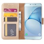 Telefoon Wallet Bookcase geschikt voor Samsung Galaxy A6 2018 - Portemonnee telefoonhoesje voor Bankpassen - Kunstleer - Siliconen Houder - Magnetische sluiten - Goud