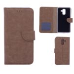 Telefoon Wallet Bookcase geschikt voor Samsung Galaxy A6 Plus 2018-Portemonnee telefoonhoesje voor Bankpassen-Kunstleer-Siliconen Houder-Magnetische sluiten- Bruin