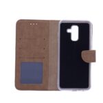 Telefoon Wallet Bookcase geschikt voor Samsung Galaxy A6 Plus 2018-Portemonnee telefoonhoesje voor Bankpassen-Kunstleer-Siliconen Houder-Magnetische sluiten- Bruin