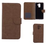 Telefoon Wallet Bookcase geschikt voor Samsung Galaxy A6 Plus 2018-Portemonnee telefoonhoesje voor Bankpassen-Kunstleer-Siliconen Houder-Magnetische sluiten- Bruin