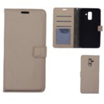 Telefoon Wallet Bookcase geschikt voor Samsung Galaxy A6 Plus 2018-Portemonnee telefoonhoesje voor Bankpassen-Kunstleer-Siliconen Houder-Magnetische sluiten- Goud