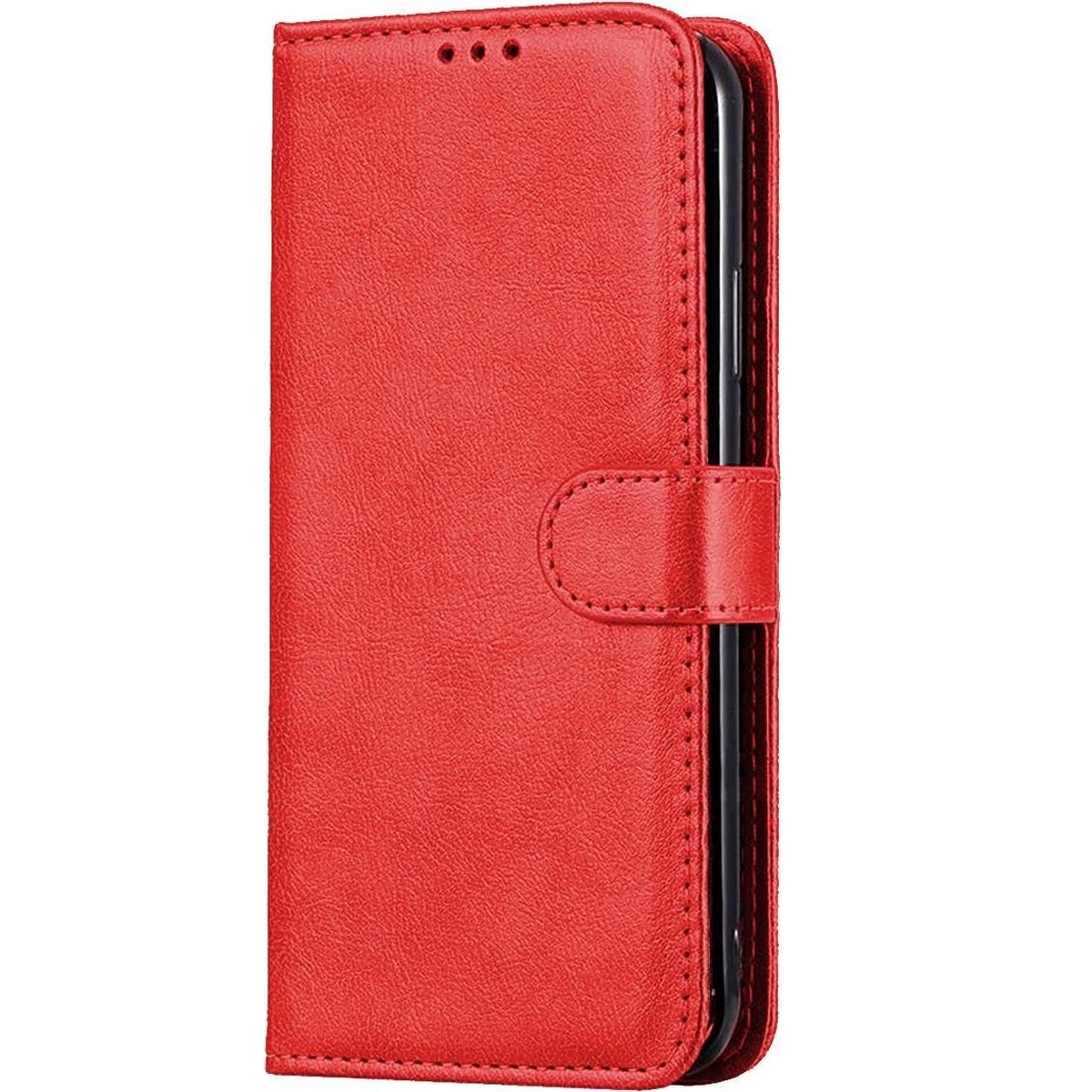 Telefoon Wallet Bookcase geschikt voor Samsung Galaxy A6 Plus 2018 - Portemonnee telefoonhoesje voor Bankpassen - Kunstleer - Siliconen Houder - Magnetische sluiten- Rood