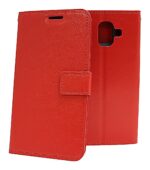 Telefoon Wallet Bookcase geschikt voor Samsung Galaxy A6 Plus (2018) - Portemonnee telefoonhoesje voor Bankpassen - Kunstleer - Siliconen Houder - Magnetische sluiten- Rood