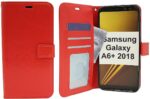 Telefoon Wallet Bookcase geschikt voor Samsung Galaxy A6 Plus (2018) - Portemonnee telefoonhoesje voor Bankpassen - Kunstleer - Siliconen Houder - Magnetische sluiten- Rood
