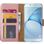 Telefoon Wallet Bookcase geschikt voor Samsung Galaxy A6 Plus (2018) - Portemonnee telefoonhoesje voor Bankpassen - Kunstleer - Siliconen Houder - Magnetische sluiten- Rose goud