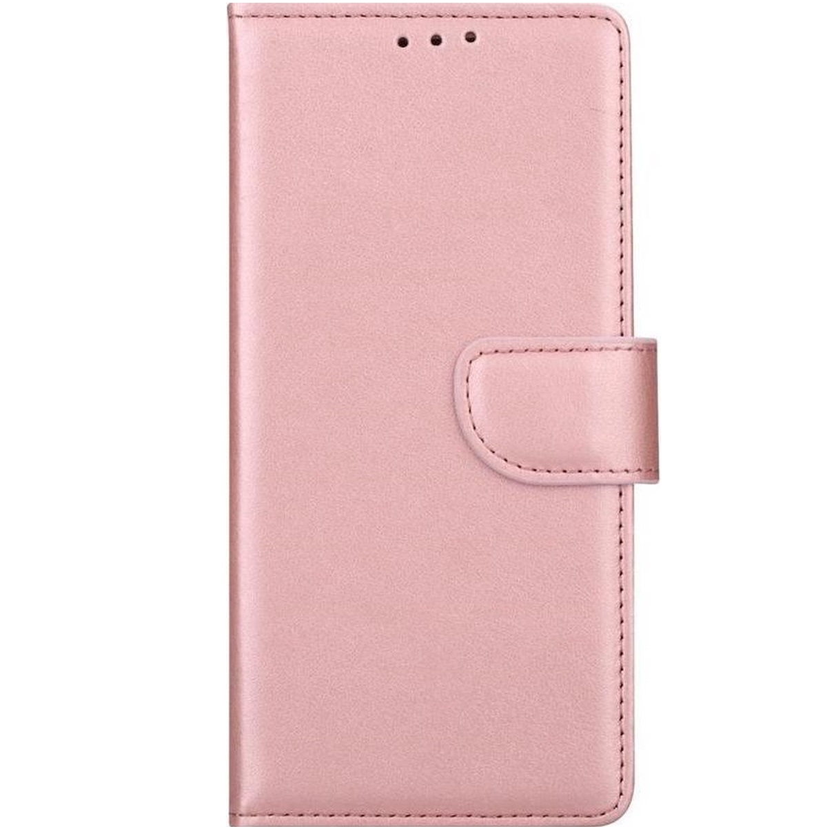 Telefoon Wallet Bookcase geschikt voor Samsung Galaxy A6 Plus (2018) - Portemonnee telefoonhoesje voor Bankpassen - Kunstleer - Siliconen Houder - Magnetische sluiten- Rose goud