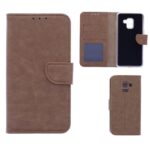 Telefoon Wallet Bookcase geschikt voor Samsung Galaxy A8 (2018)-Portemonnee telefoonhoesje voor Bankpassen-(2018)-Kunstleer-Siliconen Houder-Magnetische sluiten- Bruin
