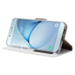 Telefoon Wallet Bookcase geschikt voor Samsung Galaxy A8 (2018) - Portemonnee telefoonhoesje voor Bankpassen - Kunstleer - Siliconen Houder - Magnetische sluiten- Wit