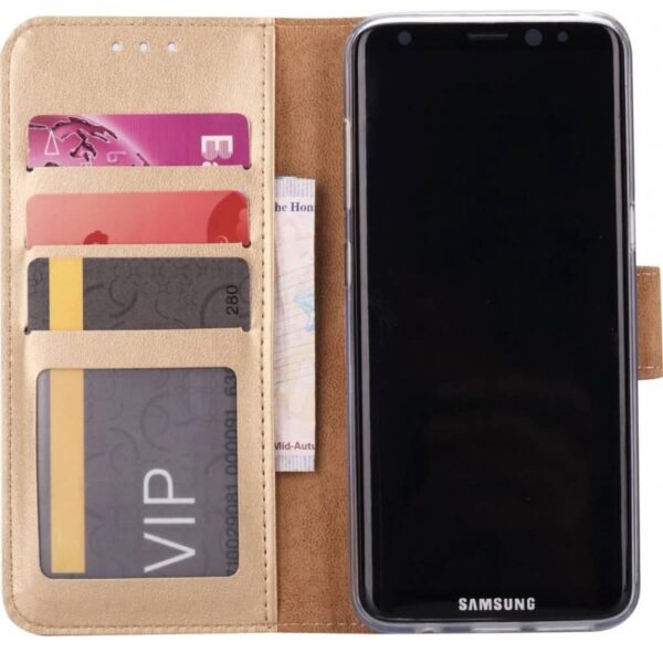 Telefoon Wallet Bookcase geschikt voor Samsung Galaxy A81-Portemonnee telefoonhoesje voor Bankpassen-Kunstleer-Siliconen Houder-Magnetische sluiten- goud