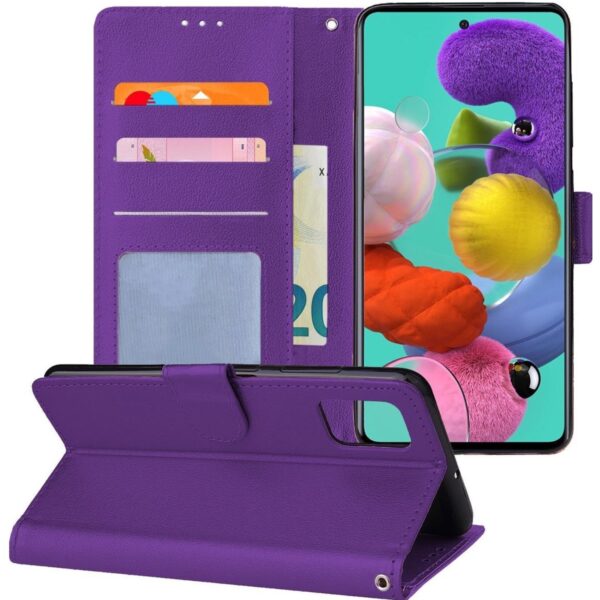 Telefoon Wallet Bookcase geschikt voor Samsung Galaxy M21 - Portemonnee telefoonhoesje voor Bankpassen - Kunstleer - Siliconen Houder - Magnetische sluiten- Paars