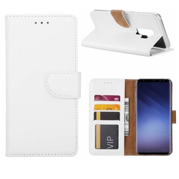 Telefoon Wallet Bookcase geschikt voor Samsung Galaxy S9 - Portemonnee telefoonhoesje voor Bankpassen - Kunstleer - Siliconen Houder - Magnetische sluiten- Wit