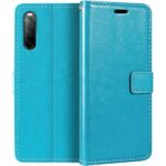 Telefoon Wallet Bookcase geschikt voor Sony Xperia 10 III ? Portemonnee telefoonhoesje voor Bankpassen ? Hoesje voor Sony Xperia 10 III ? Kunstleer ? Siliconen Houder ? Magnetische sluiten- Turquoise