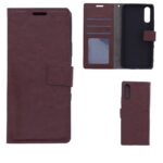Telefoon Wallet Bookcase geschikt voor Sony Xperia 10 III-Portemonnee telefoonhoesje voor Bankpassen-Kunstleer-Siliconen Houder-Magnetische sluiten- Bruin