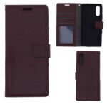Telefoon Wallet Bookcase geschikt voor Sony Xperia 10 III-Portemonnee telefoonhoesje voor Bankpassen-Kunstleer-Siliconen Houder-Magnetische sluiten- Bruin