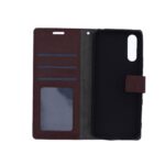 Telefoon Wallet Bookcase geschikt voor Sony Xperia 10 III-Portemonnee telefoonhoesje voor Bankpassen-Kunstleer-Siliconen Houder-Magnetische sluiten- Bruin