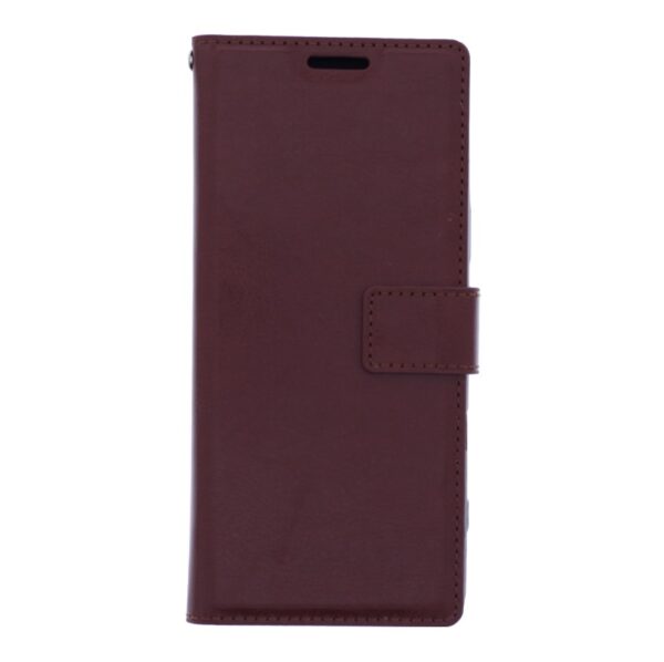 Telefoon Wallet Bookcase geschikt voor Sony Xperia 5 III-Portemonnee telefoonhoesje voor Bankpassen-Kunstleer-Siliconen Houder-Magnetische sluiten-Bruin