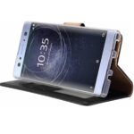 Telefoon Wallet Bookcase geschikt voor Sony Xperia L3 ? Portemonnee telefoonhoesje voor Bankpassen ? Hoesje voor Sony Xperia L3 ? Kunstleer ? Siliconen Houder ? Magnetische sluiten- Zwart