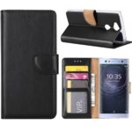 Telefoon Wallet Bookcase geschikt voor Sony Xperia L3 ? Portemonnee telefoonhoesje voor Bankpassen ? Hoesje voor Sony Xperia L3 ? Kunstleer ? Siliconen Houder ? Magnetische sluiten- Zwart