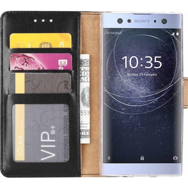 Telefoon Wallet Bookcase geschikt voor Sony Xperia XA2 Ultra - Portemonnee telefoonhoesje voor Bankpassen - Kunstleer - Siliconen Houder - Magnetische sluiten- Zwart