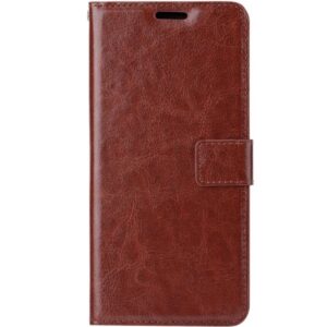 Telefoon Wallet Bookcase geschikt voor Xiaomi Redmi 9-Portemonnee telefoonhoesje voor Bankpassen-Kunstleer-Siliconen Houder-Magnetische sluiten- Bruin