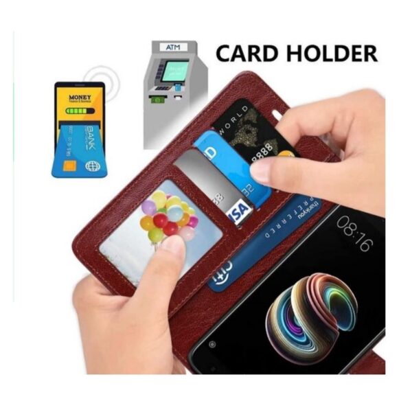 Telefoon Wallet Bookcase geschikt voor Xiaomi Redmi 9-Portemonnee telefoonhoesje voor Bankpassen-Kunstleer-Siliconen Houder-Magnetische sluiten- Bruin