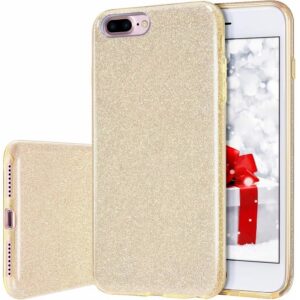 Hoesje geschikt voor Apple iPhone 7/8 Plus - Glitter hoes - Siliconen hoesje - Kunststof - Soft cover - Goud