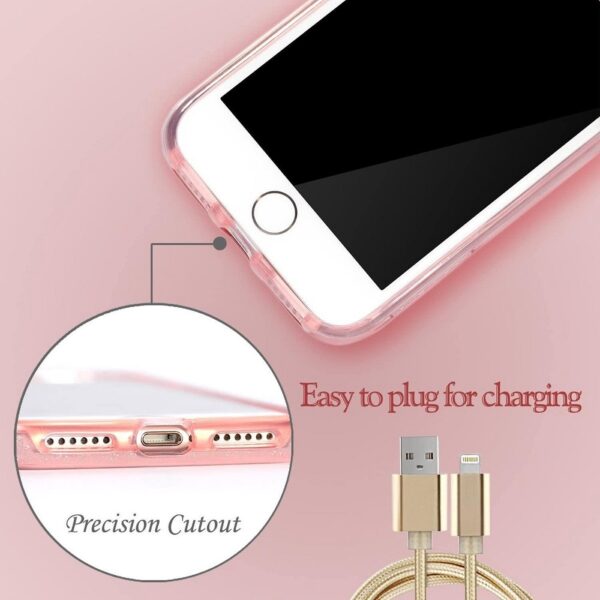 Hoesje geschikt voor Apple iPhone 7 Plus en 8 plus - Glitter hoes - Silicone case - Kunststof  - Roze