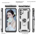 Hoesje geschikt voor Samsung Galaxy A32 5G - Schokbestendig - Hardcase- Ring Armor - Zilver