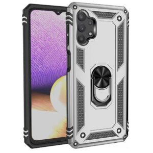 Hoesje geschikt voor Samsung Galaxy A32 5G - Schokbestendig - Hardcase- Ring Armor - Zilver
