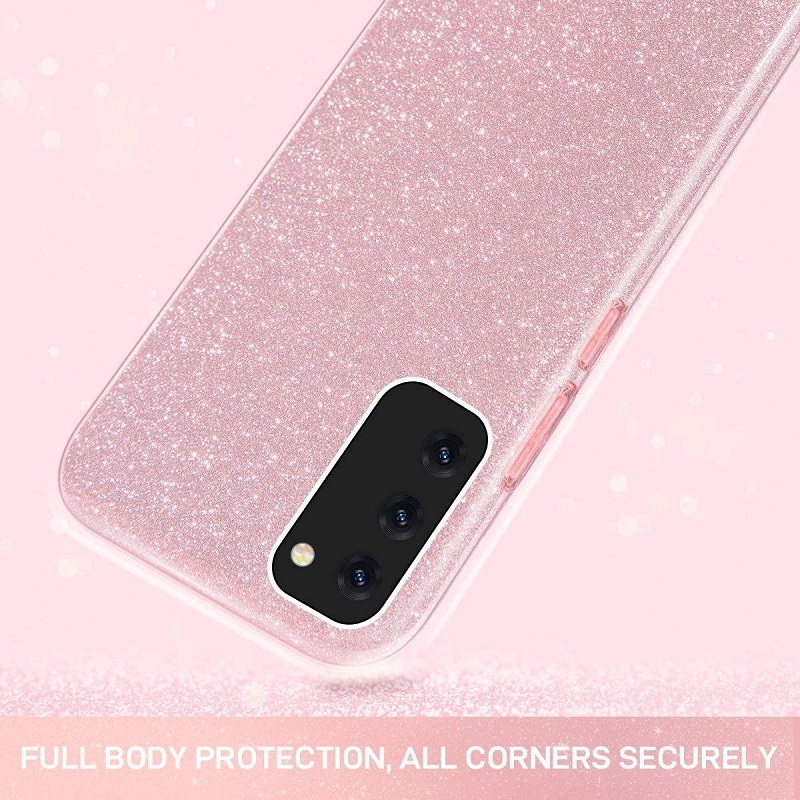 Hoesje geschikt voor Samsung Galaxy A41 - Anti Scratch - Silicone case - Kunststof - Soft cover - Glitters - roze