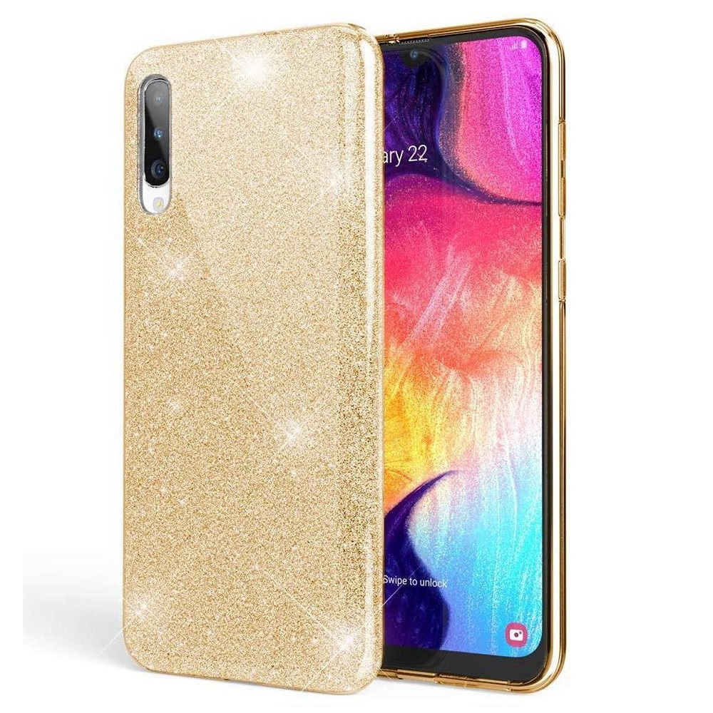 Hoesje geschikt voor Samsung Galaxy A70 - Anti Scratch - Silicone case - Kunststof - Soft cover - BlingBling - Goud