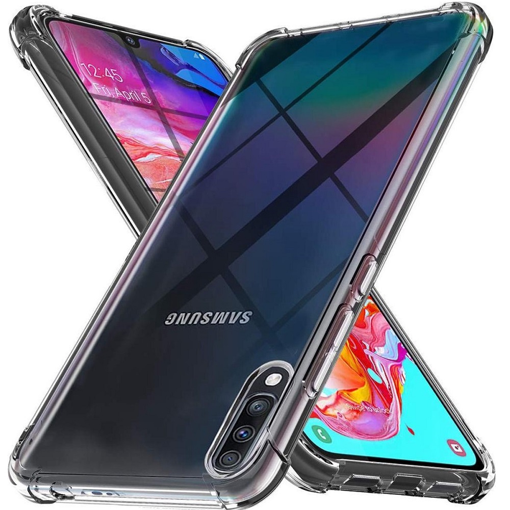 Hoesje geschikt voor Samsung Galaxy A70 - Anti Shock - Silicone case - Kunststof - Soft cover - Schokbestendig - Transparant