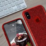 Hoesje geschikt voor Samsung Galaxy M21 - Glitter hoes - Silicone case - Soft cover - Rood