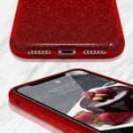 Hoesje geschikt voor Samsung Galaxy M21 - Glitter hoes - Silicone case - Soft cover - Rood