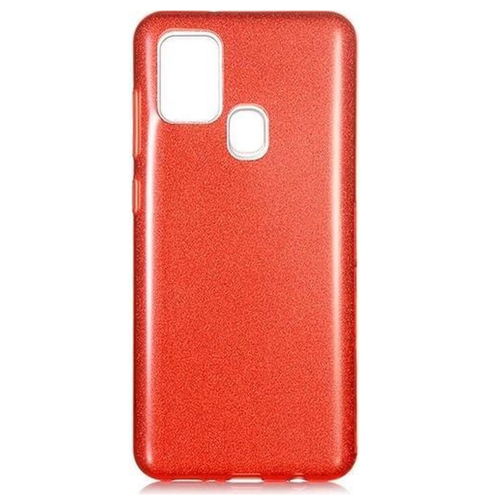 Hoesje geschikt voor Samsung Galaxy M21 - Glitter hoes - Silicone case - Soft cover - Rood
