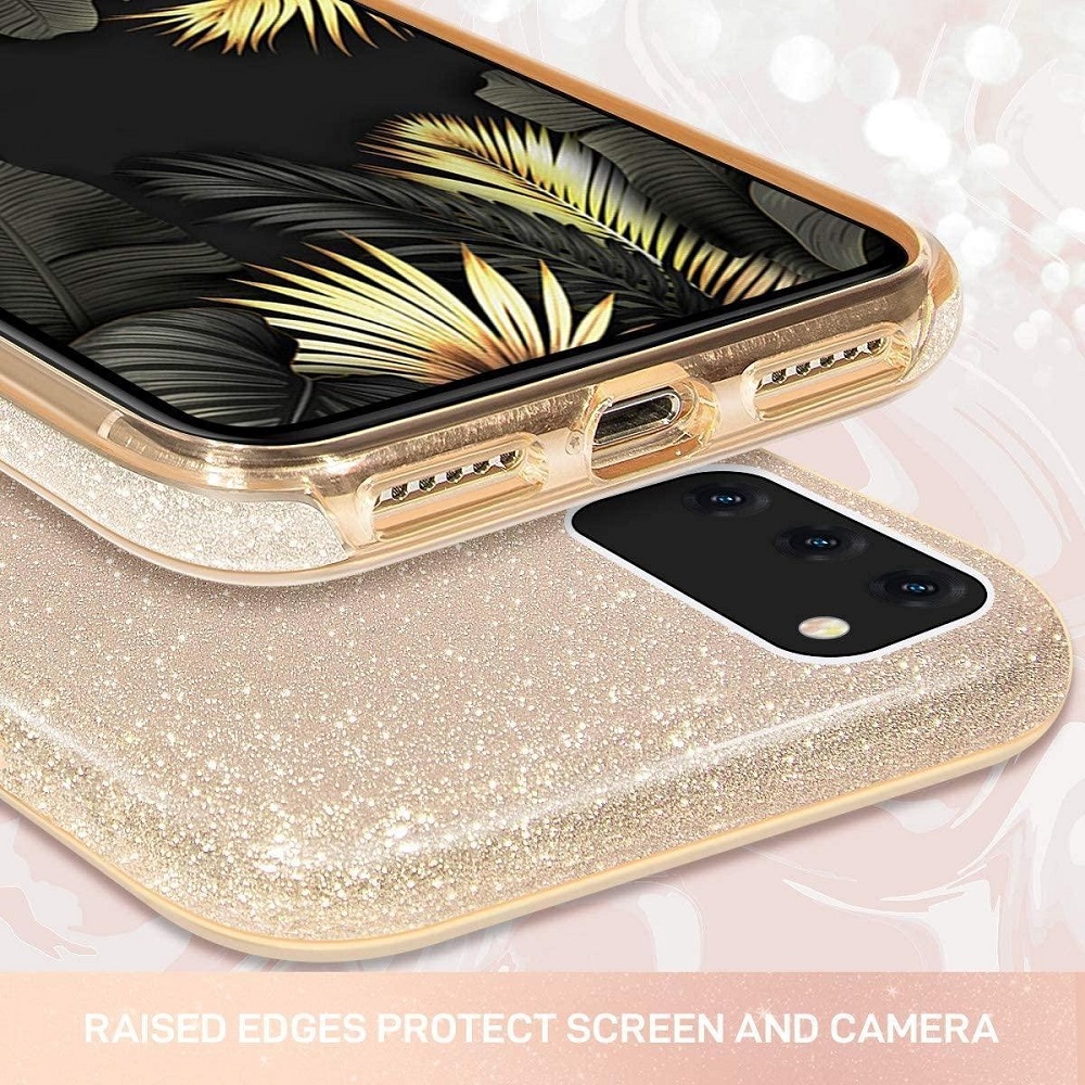Hoesje geschikt voor Samsung Galaxy M31S - Glitter hoes - Silicone case - Soft cover - Goud